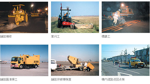 空港施設の維持管理業務の一例をまとめて示した写真